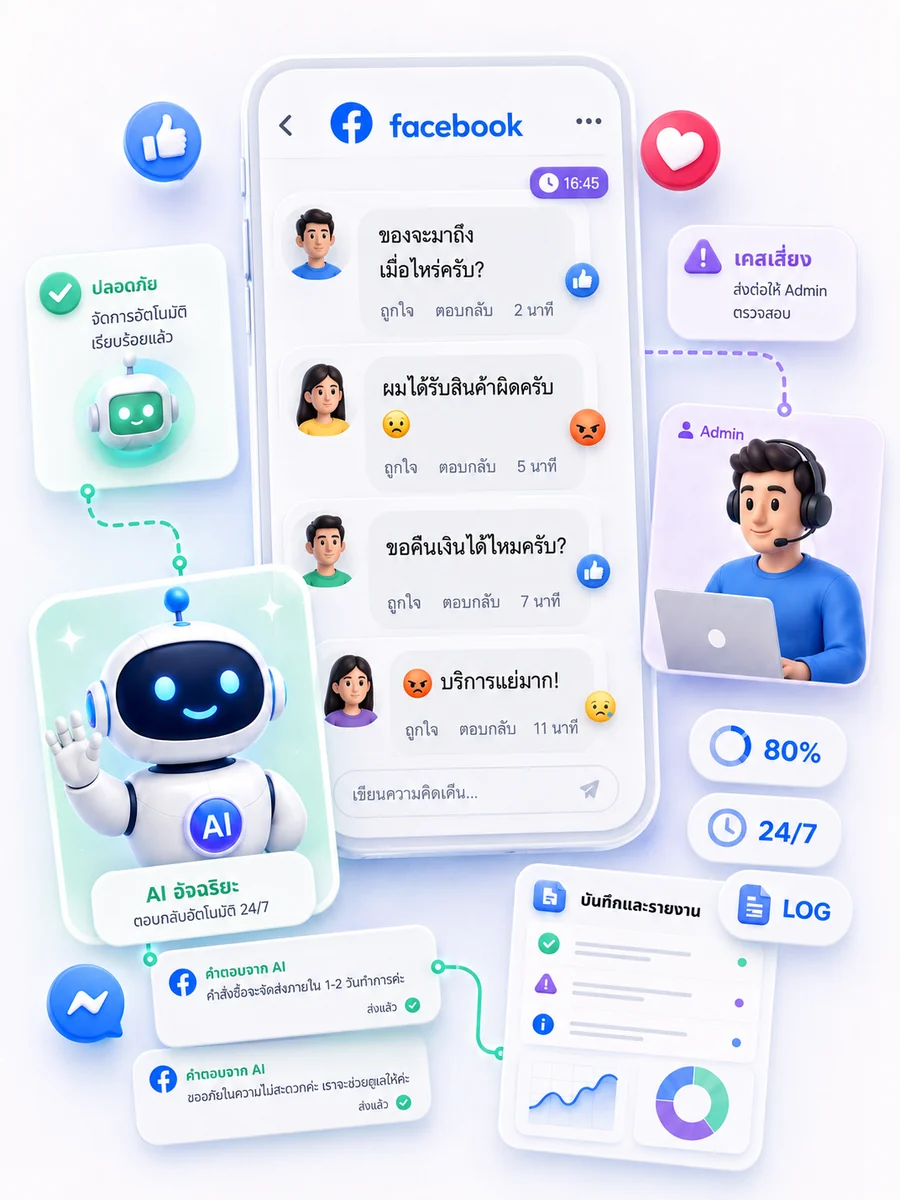ระบบ AI ตอบคอมเมนต์ Facebook อัตโนมัติ พร้อมส่งเคสเสี่ยงให้แอดมิน